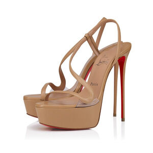 Christian Louboutin Rosalie Alta 150 Blush Nude Kid Platform Sandal Heel Pump 40
